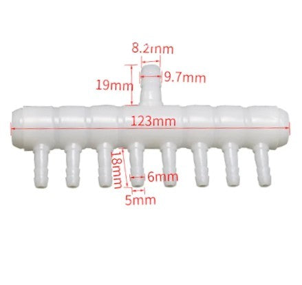 Plastic Aquarium, Hydro, Air, Water 8-way 4mm Manifold Valve Part #PE-PLAS-8WAY