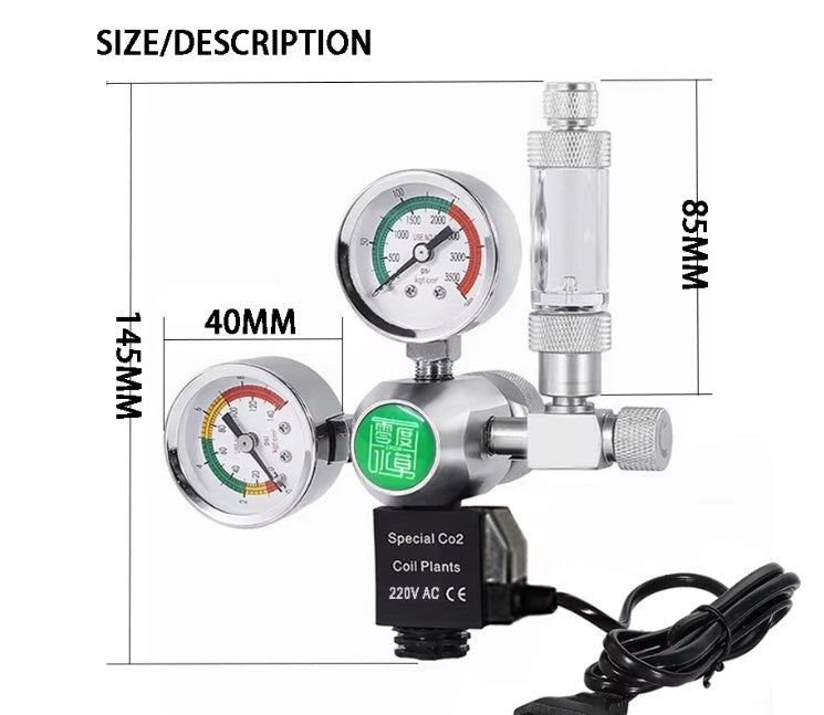 ZRDR Aquarium CO2 Regulator Solenoid, Bubble Counter (CGA320) Part # ZR01-14