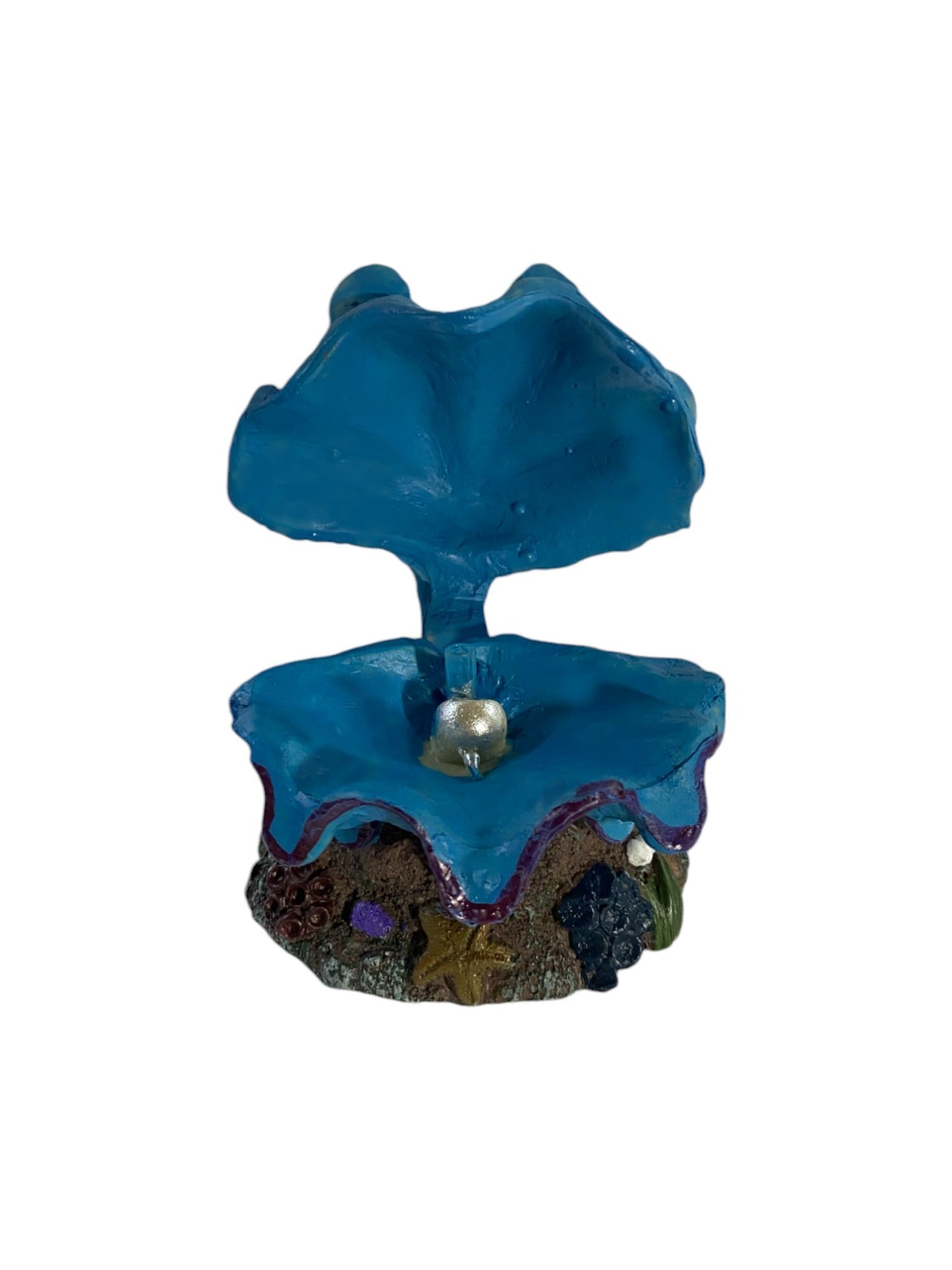 Aquarium Air Stone Ornament Decoration - Blue & Purple Large Clam