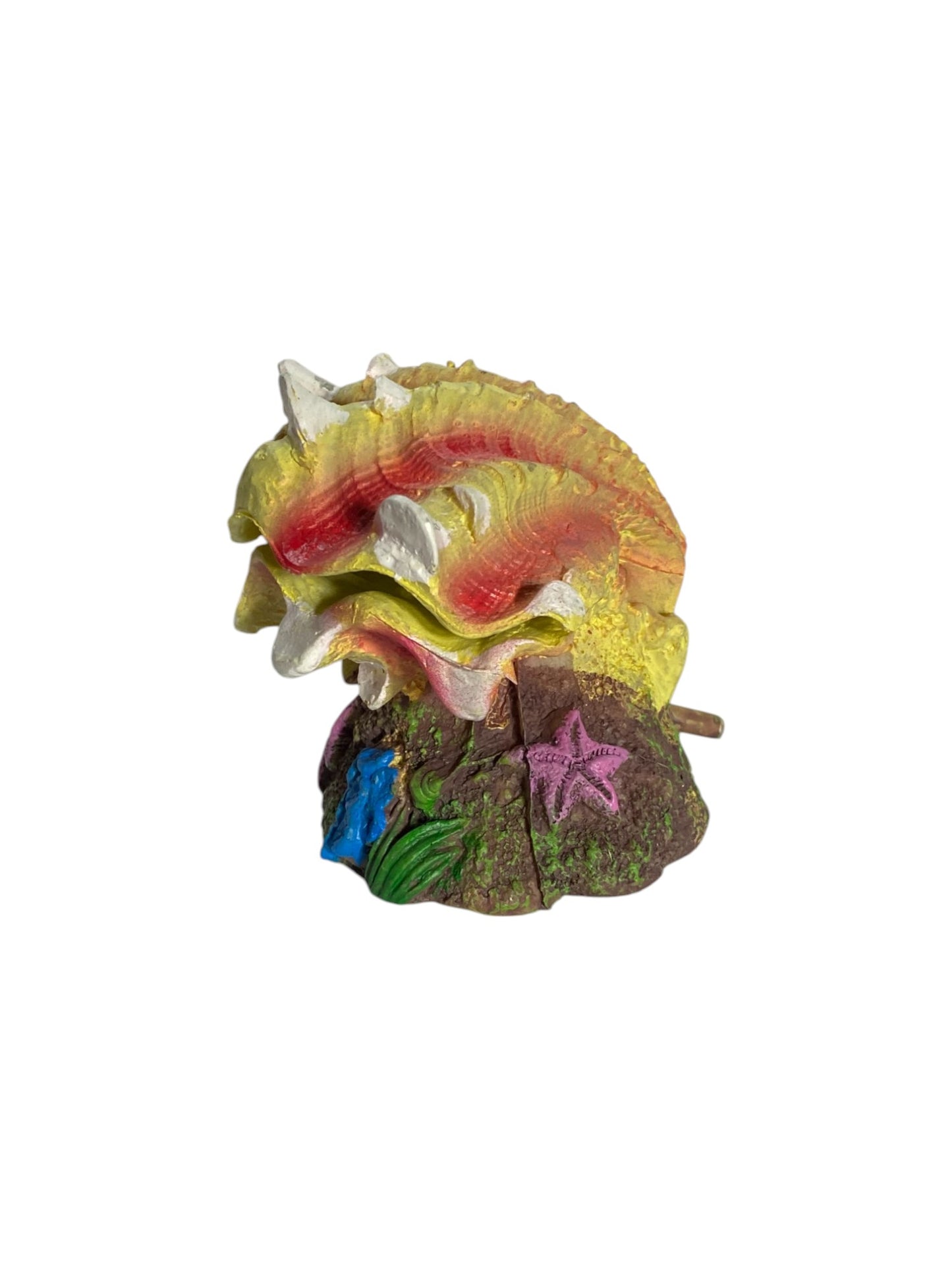 Aquarium Air Stone Ornament Decoration - Yellow & Pink Large Clam