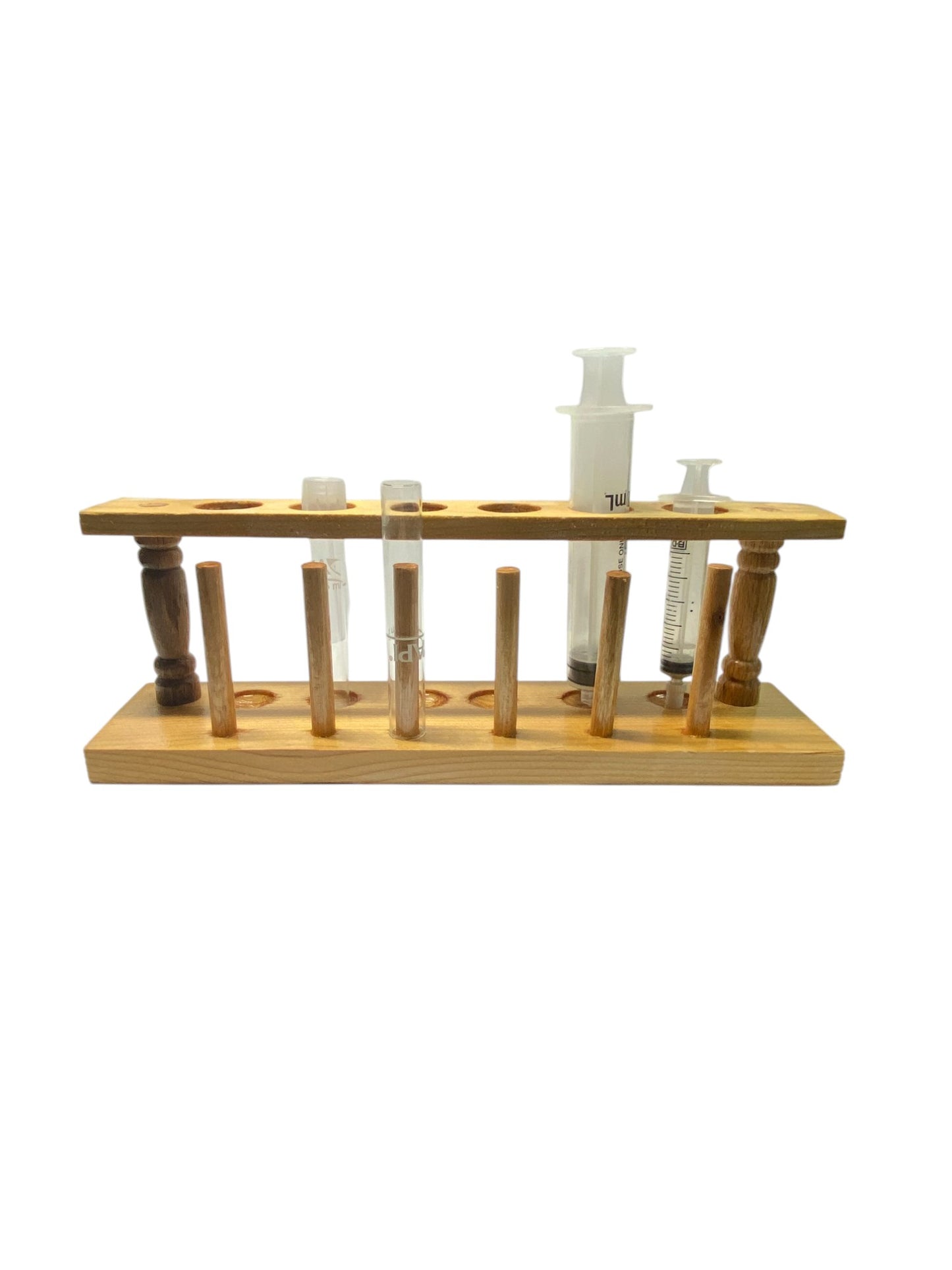 Six Vial Wooden Testing Station / Holder Part # AQ-WOOD-V06