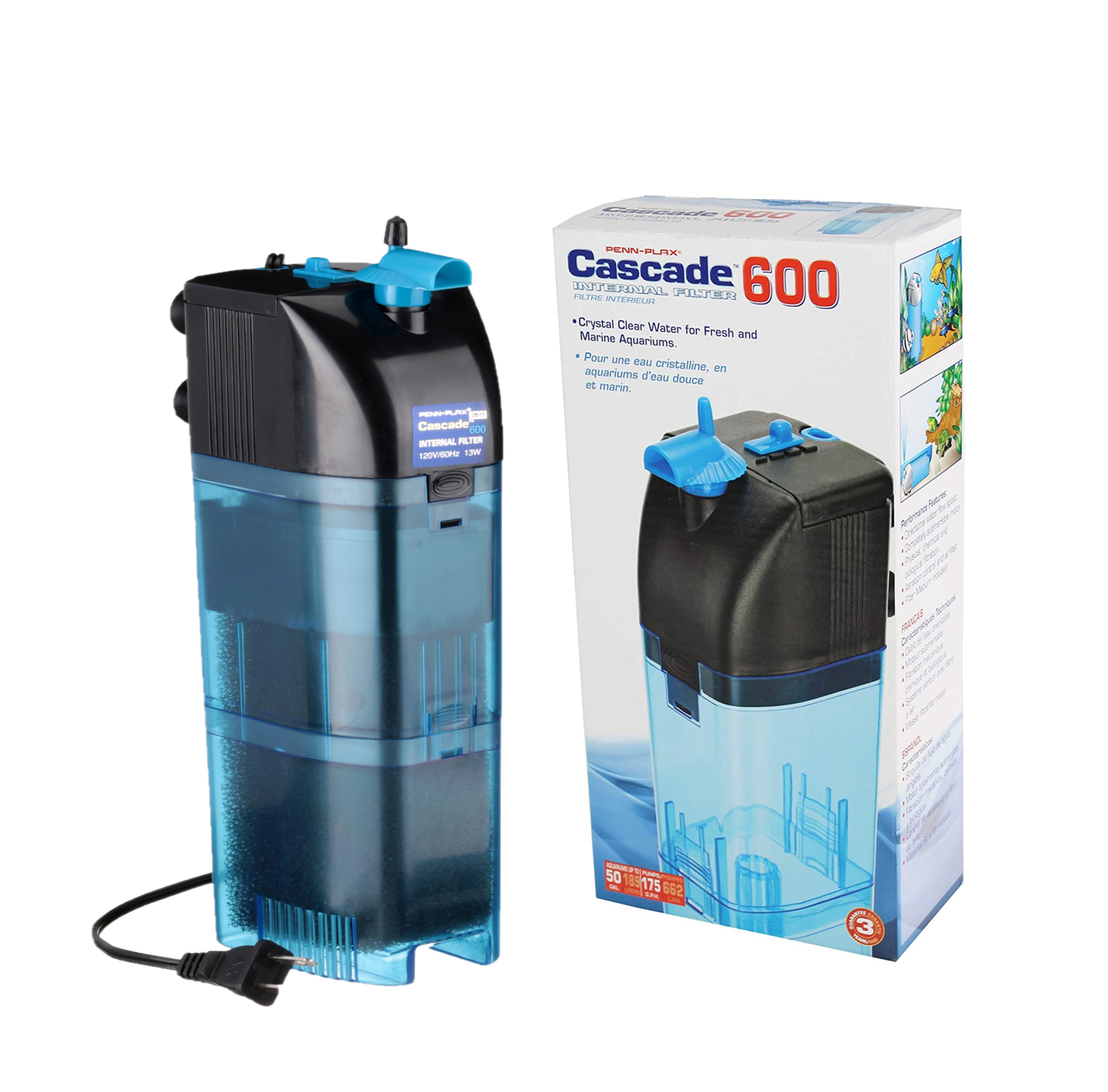 Penn Plax Cascade 600 Internal Filter 175 GPH Part# CIF3