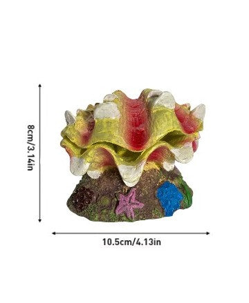 Aquarium Air Stone Ornament Decoration - Yellow & Pink Large Clam