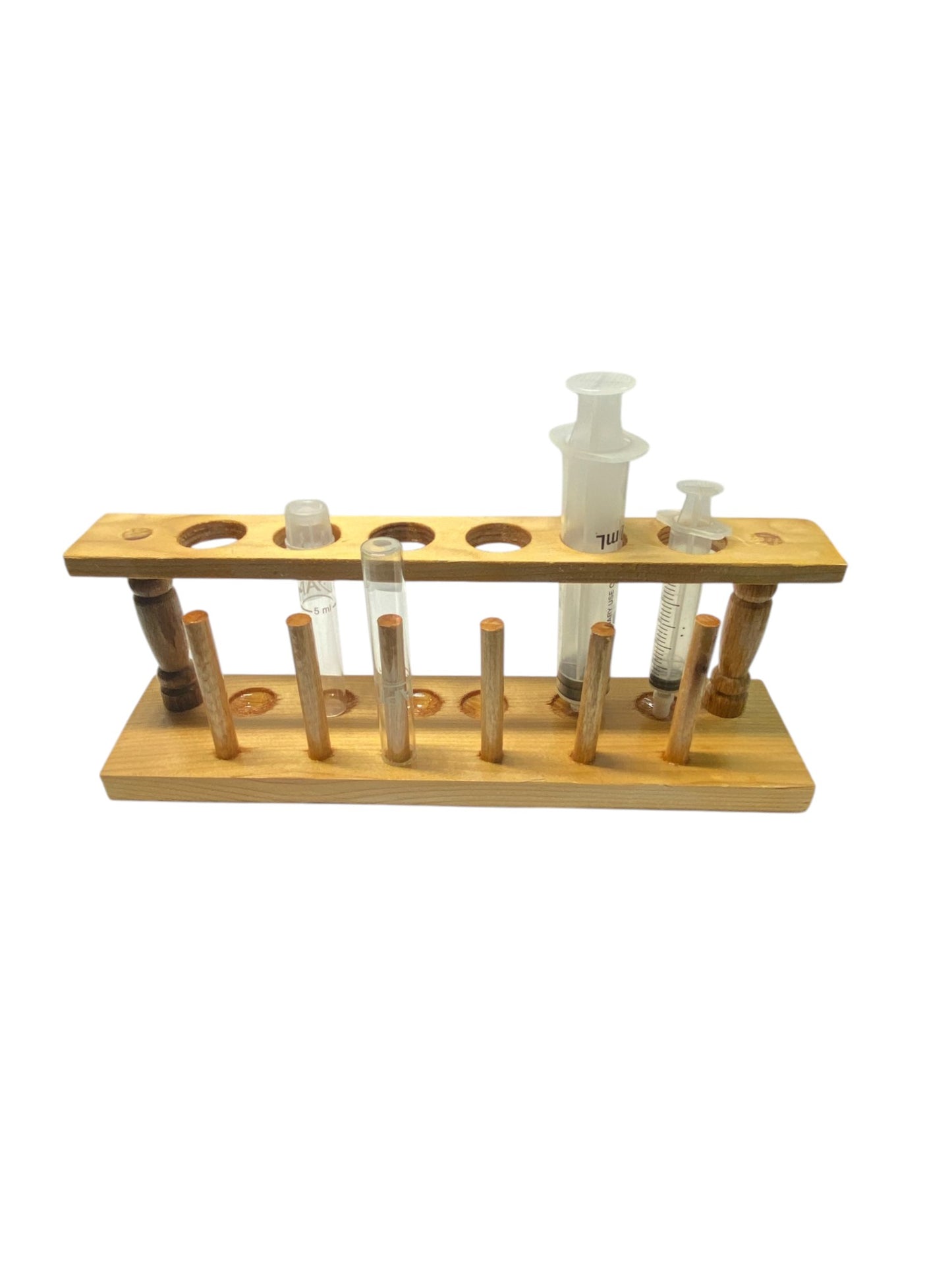 Six Vial Wooden Testing Station / Holder Part # AQ-WOOD-V06