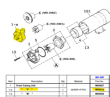 Iwaki Volute Casing Front MD-20RT Part# MD0312