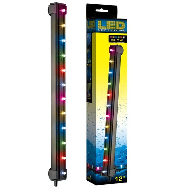 ViaAqua 12" Slow Changing Multicolor LED Light Air Stone Part #LED-AS-12S