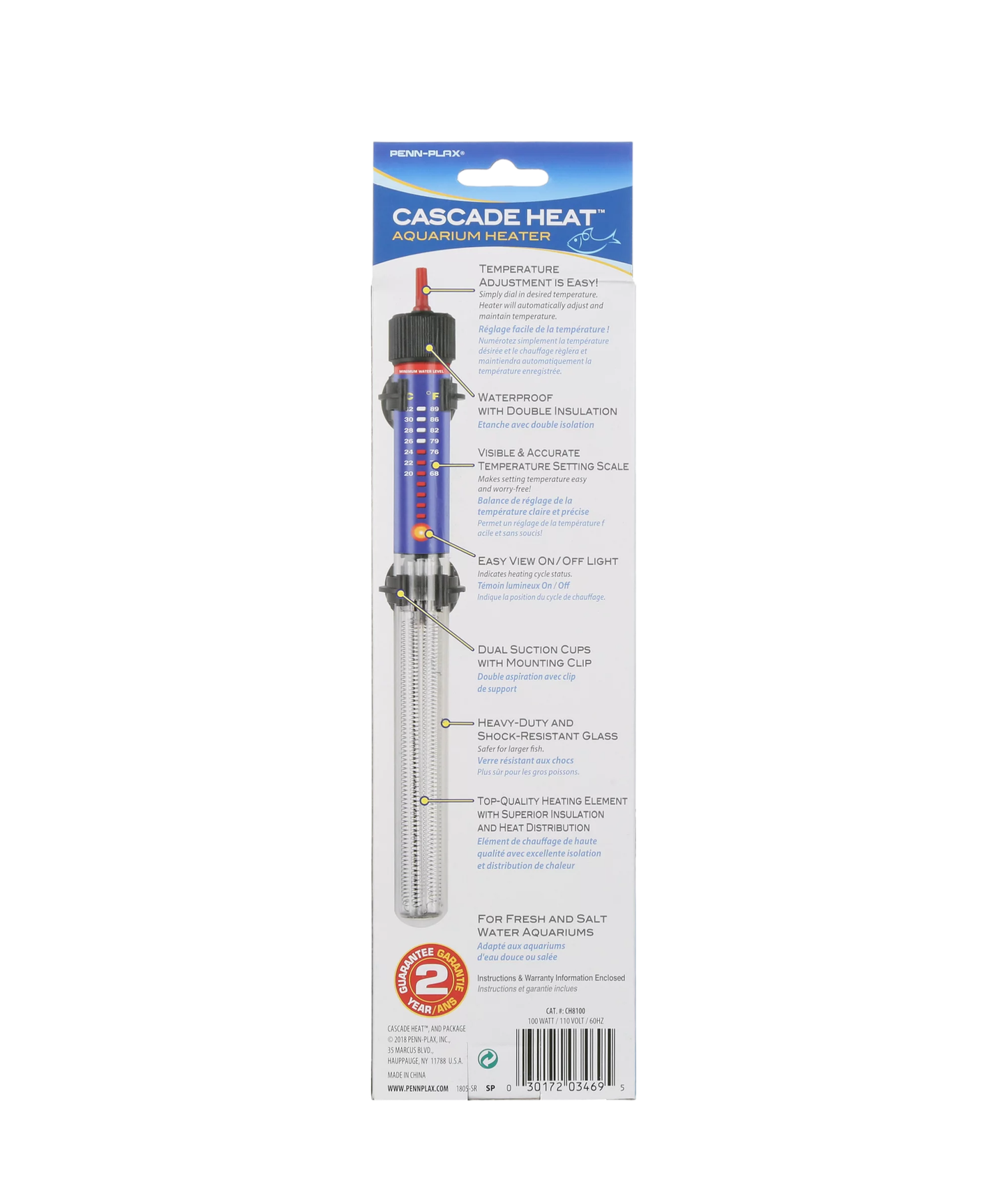 Penn Plax Cascade 100 Watt Adjustable Heater Part # CH8100
