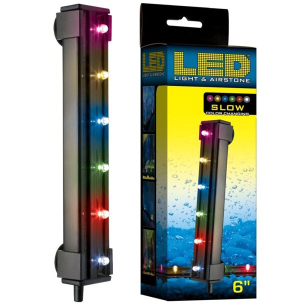 ViaAqua 6" Slow Changing Multicolor LED Light Air Stone Part #LED-AS-6S