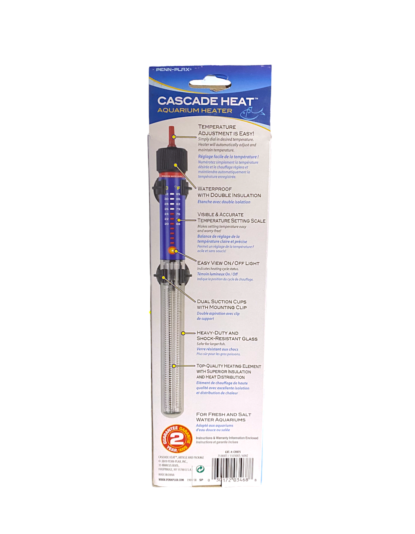 Penn Plax Cascade 75 Watt Adjustable Heater Part # CH875