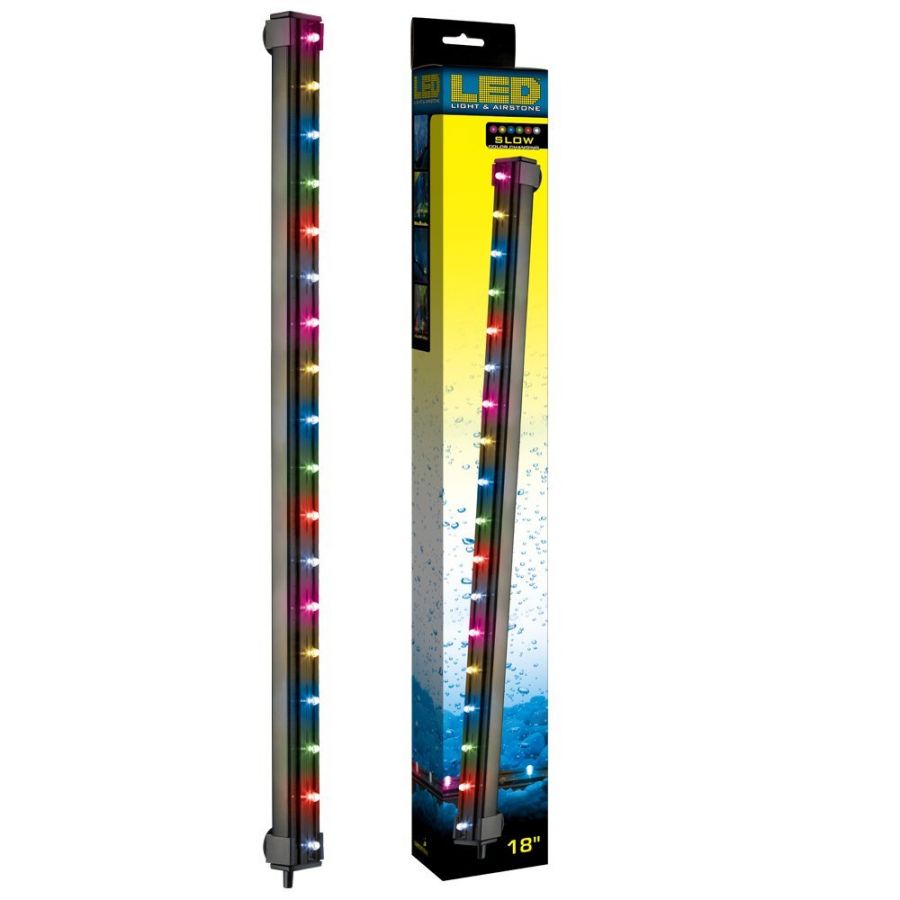 ViaAqua 18" Slow Changing Multicolor LED Light Air Stone Part #LED-AS-18S