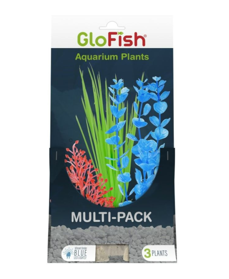 GloFish Multi Pack Aquarium Plants Orange Green & Blue Part # AQ-78405