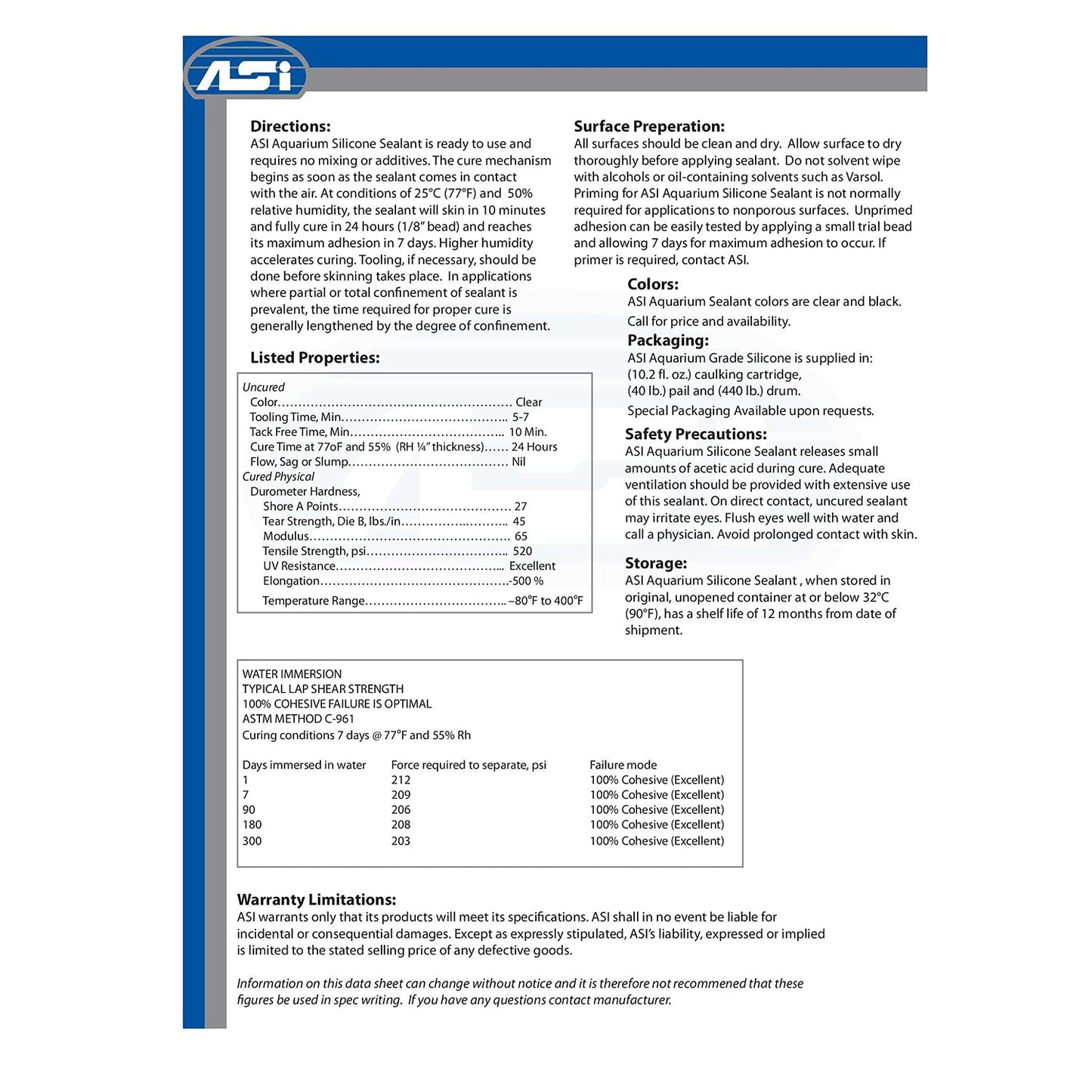 ASI Aquarium Sealant Black Silicone 10.2 oz ASIN#B00EZB2MDI
