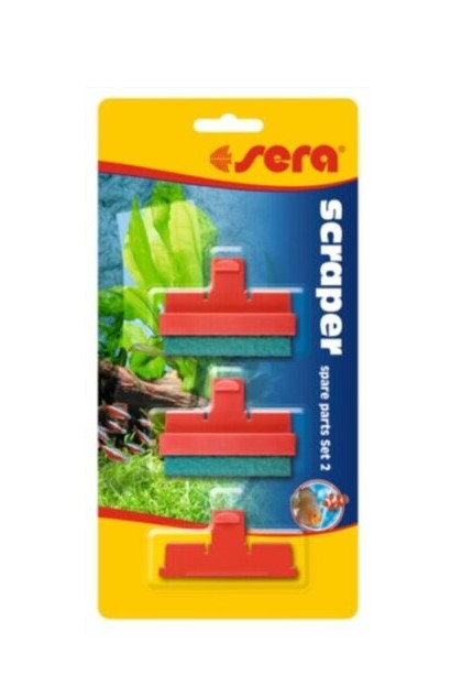 Sera Scraper Replacement Parts, Set 2 (1 Plastic, 2 Sponge) Blades Part #445023