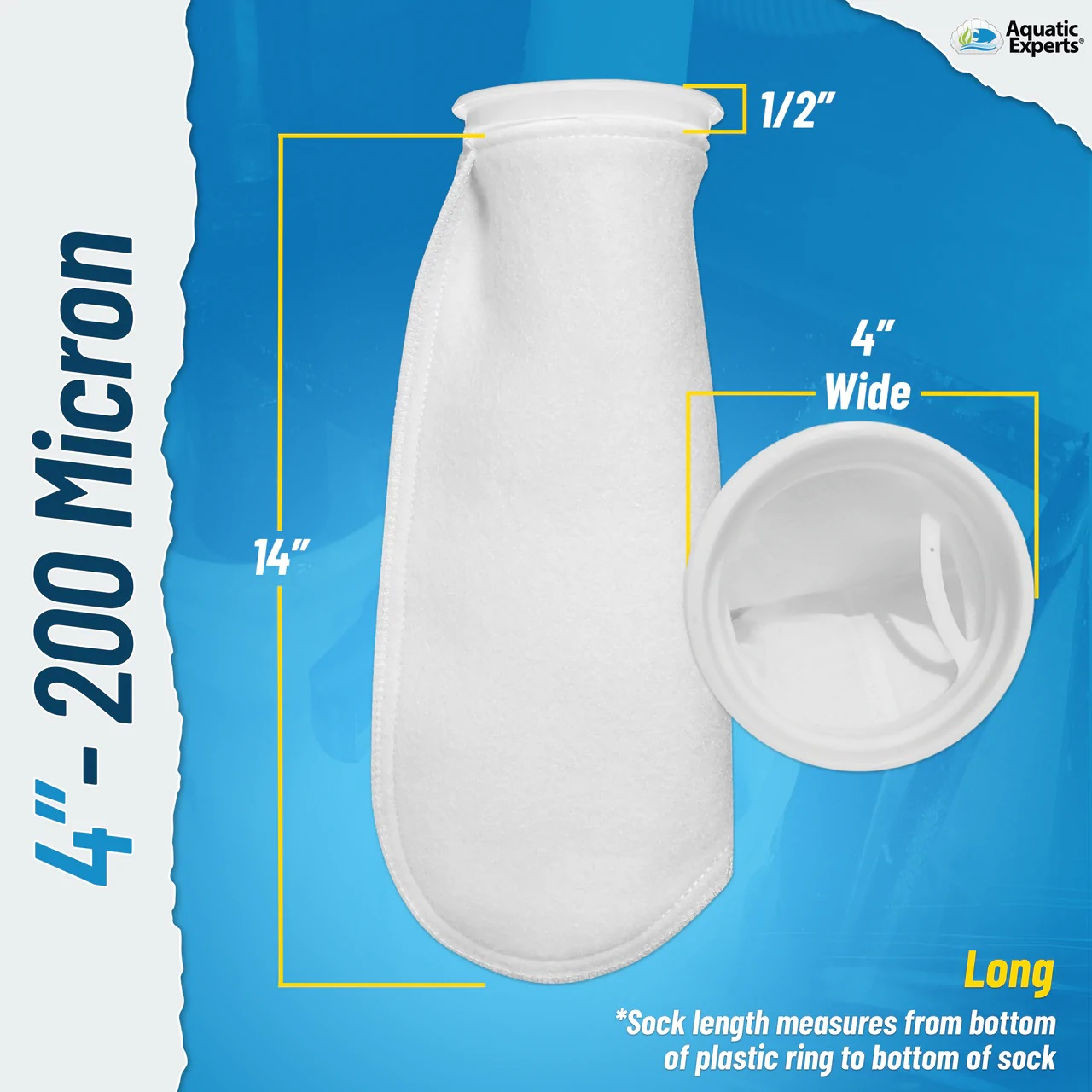 Aquatic Experts 200 Micron Filter Sock 4"(ring)x14"Long (2 Pac)Part # AFB724C9P