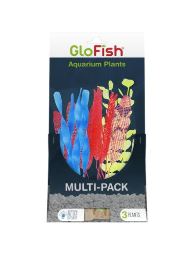 GloFish Multi Pack Aquarium Plants Yellow, Blue & Orange Part # AQ-78406
