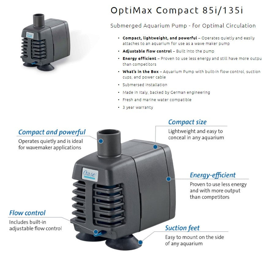 Oase OptiMax 85i Aquarium Adjustable Flow Pump 85 gph Part# 49561
