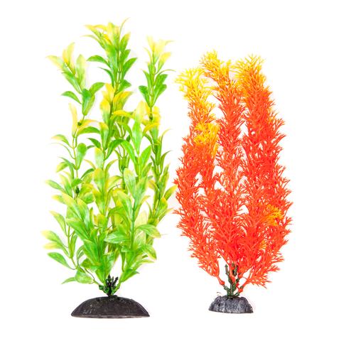 Aquatop 2 Pack Multi Color Orange & Green Aquarium Plant - 10" PD-BH66