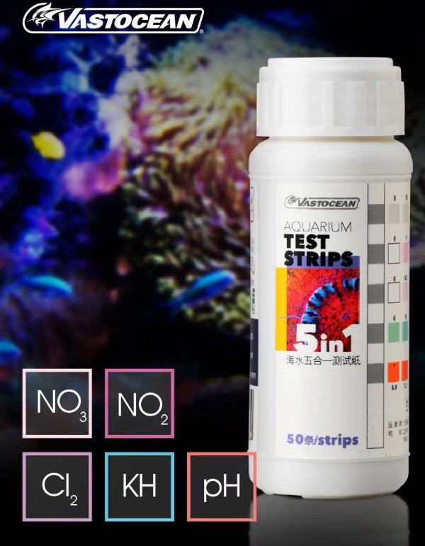 VastOcean 5 in 1 Aquarium Test Strips (50 Strips) Part # 132234