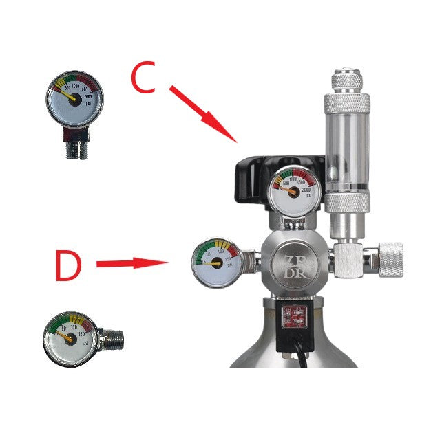 ZRDR CO2 Regulator Low Pressure Replacement Gauge Part # ZRDR-CO2D-LOREG