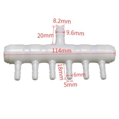 Plastic Aquarium, Hydro, Air, Water 6-way 4mm Manifold Valve Part #PE-PLAS-6WAY