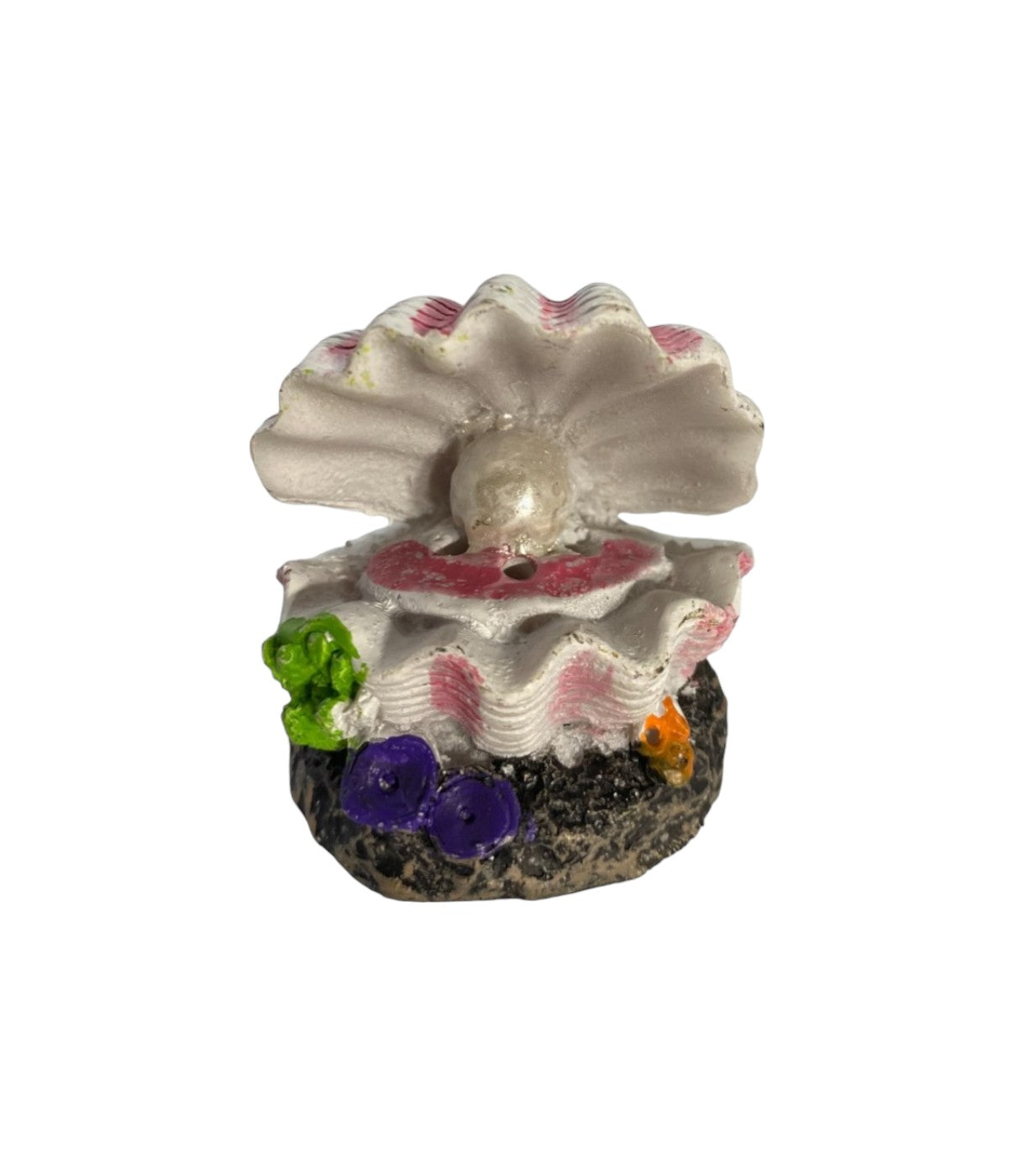 Aquarium Air Stone Ornament Decoration - Pink & White Clam