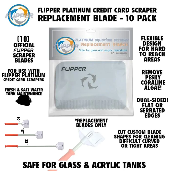 Flipper Platinum Aquarium Scraper Replacement Cards 10pk Part# 13908
