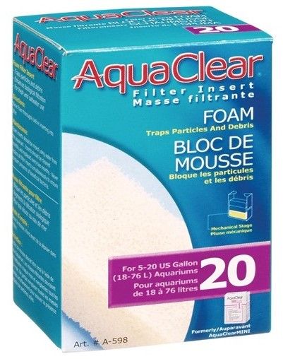 Fluval AquaClear 20 Filter Foam for 5-20 gallon aquariums Part # A598
