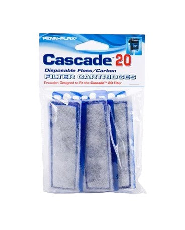 Penn Plax Cascade 20 Disposable Floss/Carbon Filter Cart (3 pack) Part# CPF6C3