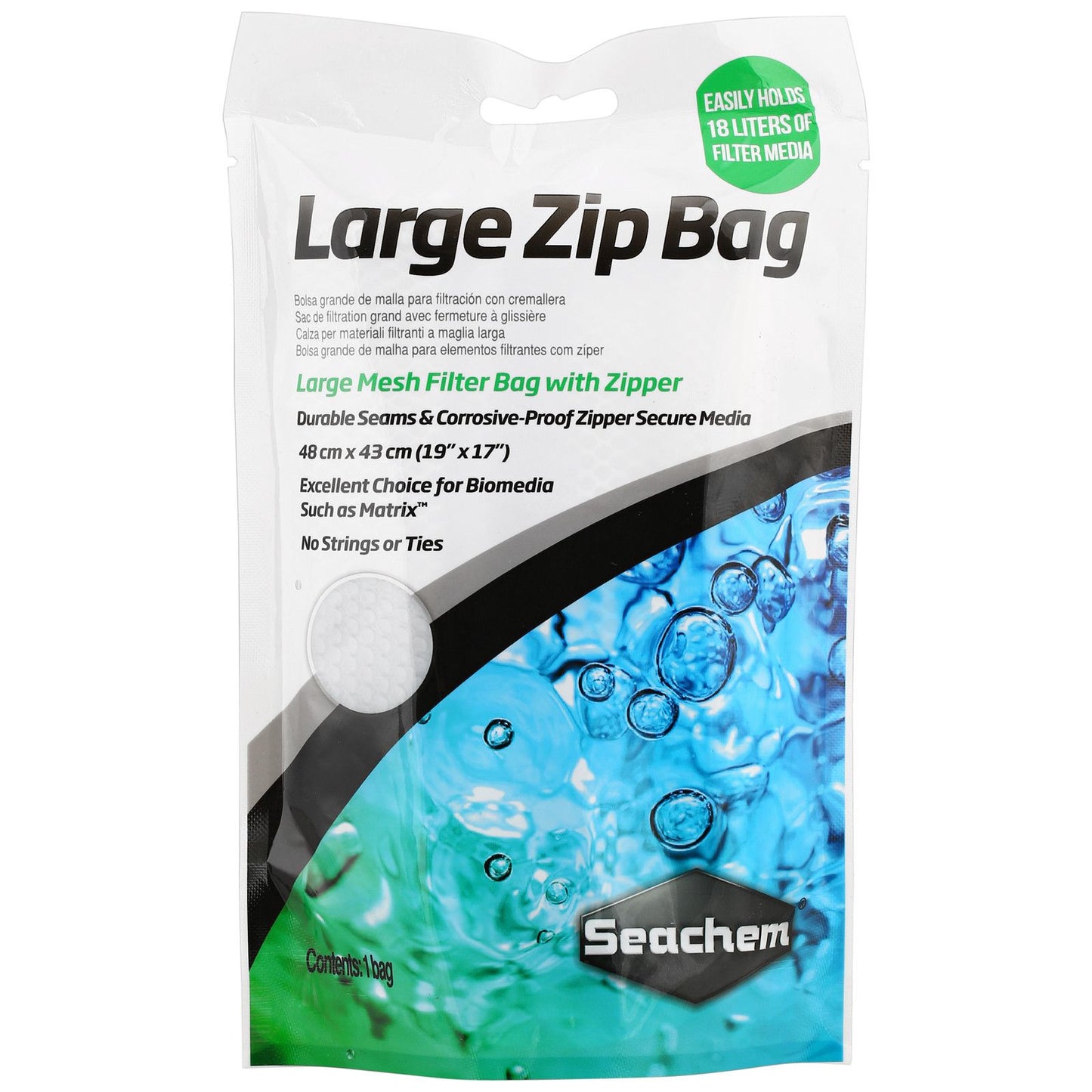 Seachem "Zip Bag" 19"x 17" inches Large Mesh Zipper Media Bag