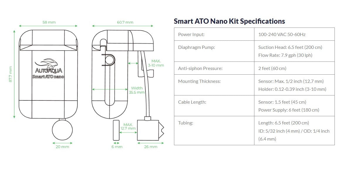 AutoAqua Smart ATO Nano HOB Auto Top Off Part # SATO-270D