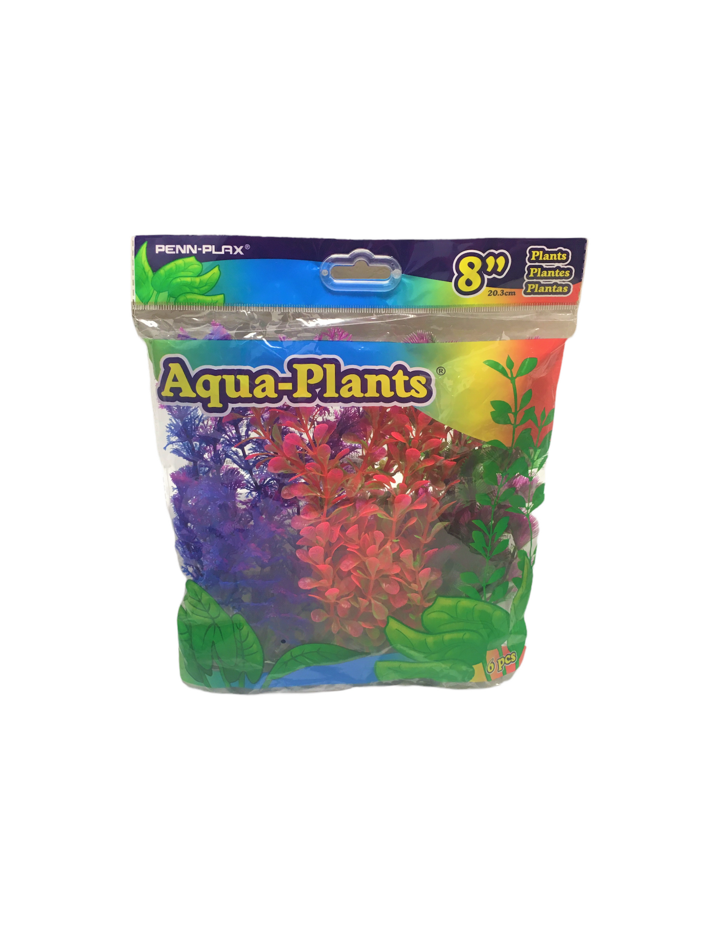 Penn Plax  8" Aqua Plants Assorted Colors Pack of 6  Part # PBP2M