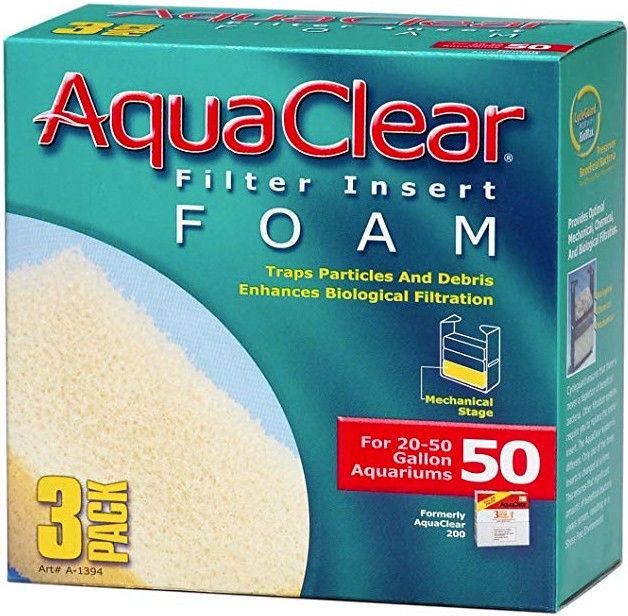 Fluval AquaClear 50 Filter Foam 3 Pac for 20-50 gallon aquariums Part #A1394