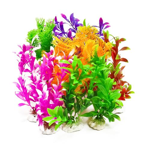 Aquatop Freshwater Aquarium Plants - 7" Assorted Colors (12 Pack) PD-MULTI12