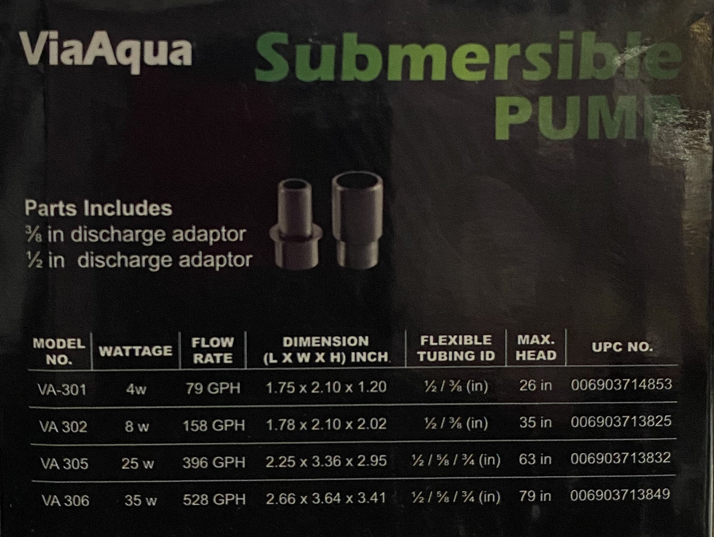ViaAqua VA-301 Submersible Pump 79 GPH