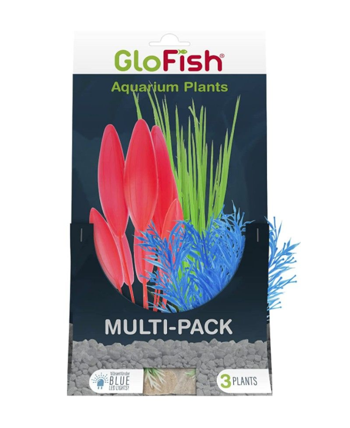 GloFish Multi Pack Aquarium Plants Green Blue & Orange Part # AQ-78407