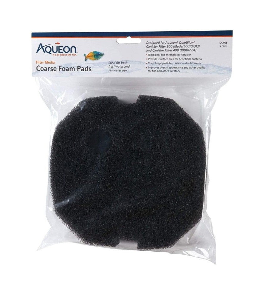 Aqueon Quiteflow Canister Filter 300&400 Course Foam Pads(2 Pack) Part#100528520